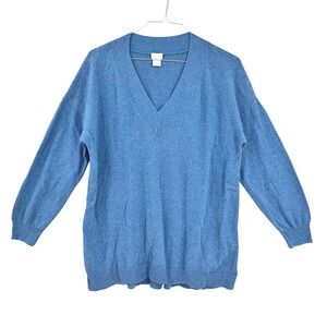 Chico's Women's V-Neck Pullover Sweater Top Size 3 Blue Cashmere Blend‎ Soft